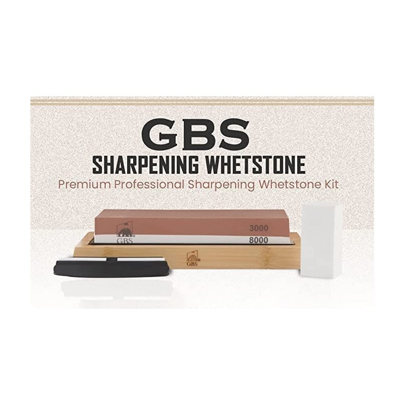 G.B.S Premium Whetstone Blade Sharpening Stone and G.B.S Leather Strop,