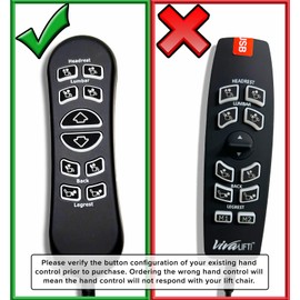 10-Button 5-Pin Replacement Remote Hand Control for Mega Motion Power Recliner with Lift (MM3702) - (CTL1804039) for MegaMotion Power Chairs with MM3702 Dual Motor Assembly