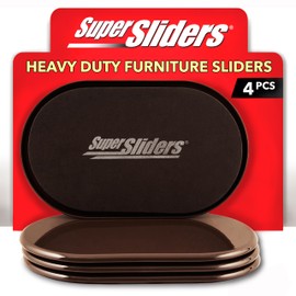 Super Sliders4724095N Reusable XL Heavy Furniture Movers for Carpet- Quickly and Easily Move Any Item, 9-1/2" x 5-3/4" Brown (4 Pack)