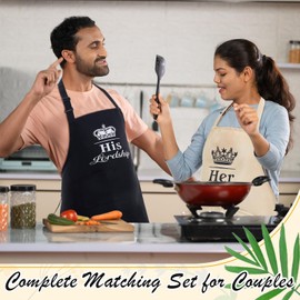 SATINIOR Mr and Mrs Couple Aprons Set Wedding Gifts Adjustable His and Her Cooking Aprons with Pockets and Gift Cards and a Gift Box for Engagement Anniversary Housewarming Bridal Shower