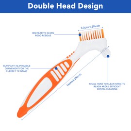 4 Pezzi Spazzola Pulizia Dentiera, Spazzolino per Dentiera a Doppia Testa per Pulizia Denti, con Setole Multistrato, Portatile Spazzola di Pulizia Protesi per Protesi Dentale Care, 4 Colori