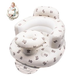 IOPJLK Inflatable Baby Seat for Babies from 3 Months, Inflatable Baby Seat, Baby Seat Aid, Baby Sofa Seat, Baby Floor Seat, Portable Inflated Dining Chair (Bear)