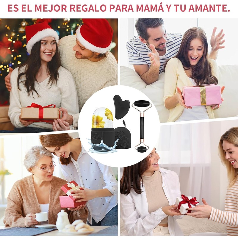 Rodillo de Hielo Facial con Gua Sha y Rodillo de