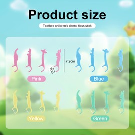 160 Stück Zahnseide Stick Kinder, 4 Bunte Farben, Floss Picks mit kindergerechtem Griff, Ungewachst Zahn Draht, Zahnseide für Kinder 4 Tierformen, Zahnpflegesets für Kinder