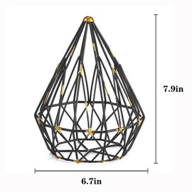 MOCOME 7.9×6.7" Metal Geometric Table Top Decor-Diamond Shape, Geometric Sculpture Decorative Sphere, Abstract Tabletop Decorative Ball for Home Decor(Matte Black with Gold)
