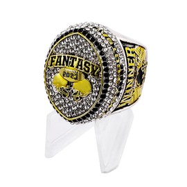 Fantasy Football Ring 2023 | Heavy FFL Championship Ring 2023 | Gold Silver Tone Plated Award Tropjy for Fantasy Football League Winner (size 14, ring and stand together)