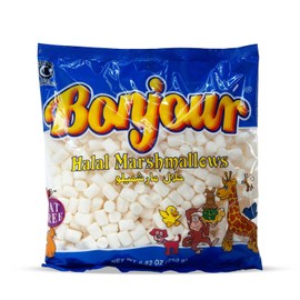 Bonjour Marshmallows – 8.82oz (250g) | Fat-Free, Certified Halal, Small Fluffy White Marshmallows | Halal Candy, Snack, Sweet Treat for Kids & Families