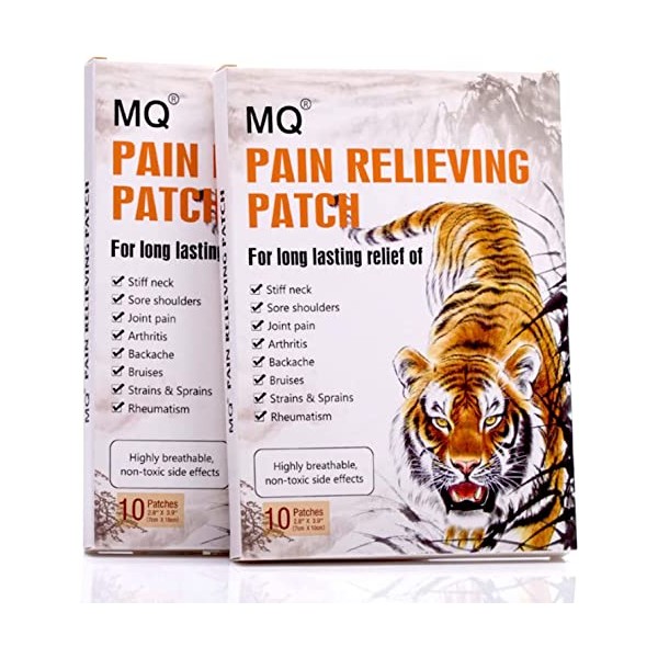 MQ Pain Relief Patches, Chinese Pain Relief Plaster Herbal Patches for Knee, Back, Joint, Muscle Neck Pain Relieving Up to 12 Hours, 20 Patches