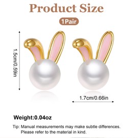 Yeomju Easter Rabbit Pearl Earrings Dainty Zircon Stud Bunny Carrots Sweet Jewellery Gifts