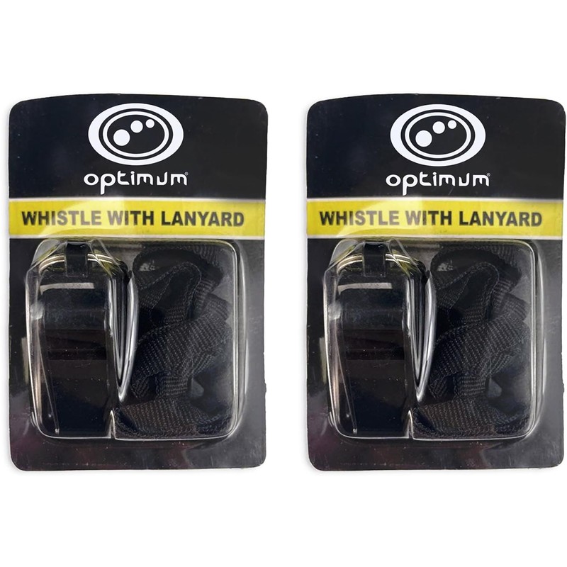 Optimum Plastic Sports Whistles with Lanyard - Coaches and Referees,