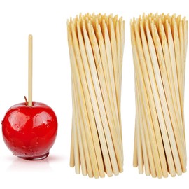 Reallnaive 200 Pcs Candy Apple Sticks Bamboo Skewers 5 mm Thick Natural Bamboo Sticks For BBQ, Caramel, Corn Dog, Corn Cob, Cookie, Lollipop & Kabob