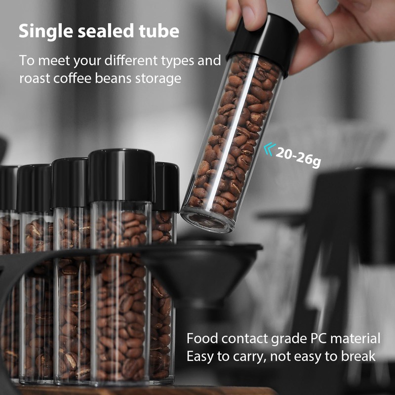 MHW-3BOMBER Single Dose Coffee Bean Storage Tubes, 8 pcs, Coffee