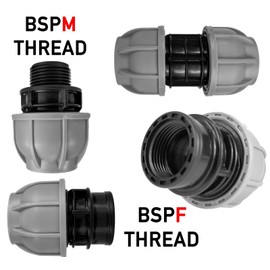 MDPE Compression Connector Fittings 25mm LDPE Water Pipe Elbow Valve Straight (Straight 25mm - 1" BSPF)
