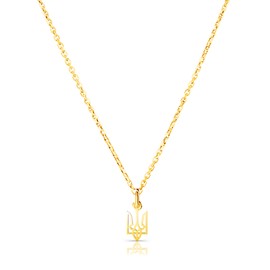 Sterling Silver Ukrainian Tiny 1 cm Trident/Trizub Necklace Pendant with Chain | Genuine .925 Sterling Silver (16 inch chain, Gold-plated sterling silver)