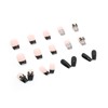 24Pcs Artificial Acrylic Fake Nails with Black Bow Pearl Designs,