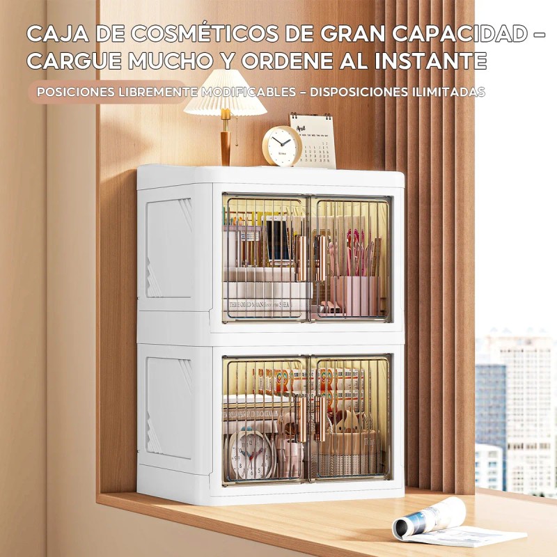 Caja Almacenamiento Cosméticos Multinivel Con Compartimentos Blanco