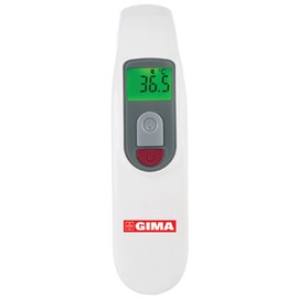 GIMA - Termometro Infrarossi Frontale Laser Digitale Professionale, per Febbre, Istantaneo, Senza Contatto, per Neonati, Bambini e Adulti, Thermoscanner con Allarme, 2 AAA incluse, lingue GB,FR,IT,ES