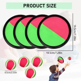 Outdoor Velcro Ball Game for Children from 3, Velcro Ball Games with 4 Catching Discs 4 Balls, Velcro Balls for Throwing Game, Velcro Ball Game Set, Outdoor Games for Children