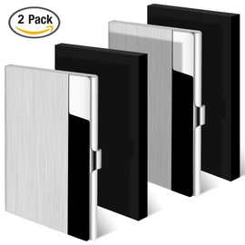 SENHAI 2 Pack Business Card Holders, Stainless Steel Storage Protective Holders Pocket Cases