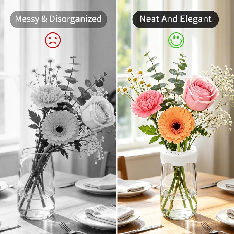 Clear Silicone Flower Stem Holder for Vases, Spiral Floral Arranger