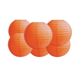 4"6"8"10"12"14"16"18 Round Paper Lanterns Lamp Wedding Birthday Party Decoration Pack Of 6 (Orange, 6"/15CM)