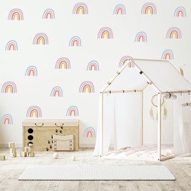 Wall Sticker for Girls Room Wall Decals DIY Boho Rainbow Star Wall Stickers for Nursery Wallpaper Kids Bedroom Classroom Window Wall Decor 10 Sheets