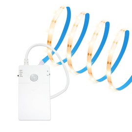 Litupshow Battery Operated Motion Sensor Strip Lights, Cuttable, Waterproof, 3.3FT Motion Activated Led Light Strip Warm White for Cabinet Closet Kitchen Bathroom Stair Pantry Shelves Bed Indoor