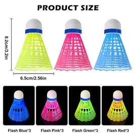 GOMETY Pack of 20 LED Luminous Badminton Balls, Windproof, Durable Shuttlecock, Innovative Design Badminton Balls for Beginners, Indoor, Outdoor, Leisure Training, Shuttlecock Set (Pink)