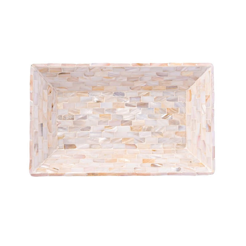 PEMAR 12"x7" Mother of Pearl Decorative Tray with Raised Edge