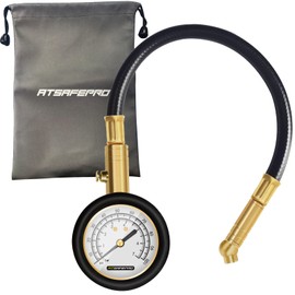 ATsafepro Tyre Pressure Gauge 100 Psi 7 Bar, Accurate Car Tyre Gauges with Flexible Hose Glow Dial, Mechanical Air pressure Meter for Schrader Valve of Bike, Motorcycle, Car, SUV