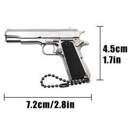 Zhongren 1911 Tactical Mini Pistola Keyring 1:3 Metal Gun Shape Keyring Realistico Gun Model Collection Pendant Bag Charm per Gli Uomini Army Fan Gift, silver