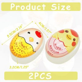 Set of 2 egg timer for cooking (hard/medium/soft), egg selection of the maturity level of eggs depending on the temperature, timer for boiled eggs for in the water, modern egg timer for home, school