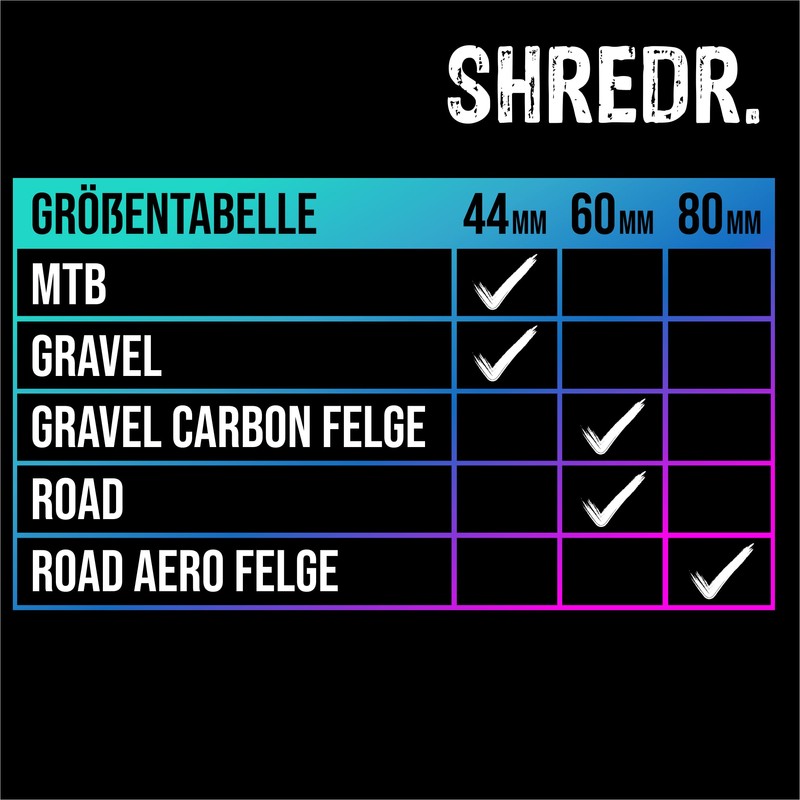 Shredr. Tubeless Valve Set | Presta Valves for Tubeless Tyres