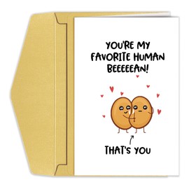 Cute Bean Pun Love Card, Funny Birthday Card for Him Her, Adorable Valentines Card for Boyfriend Girlfriend, Anniversary Card for Husband Wife
