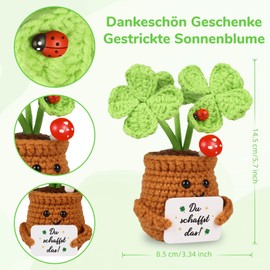 WenmthG Small Lucky Charm Knitted Four Leaf Clover Encouragement Gifts, Thank You Gifts, Positive Potato, German Replacement
