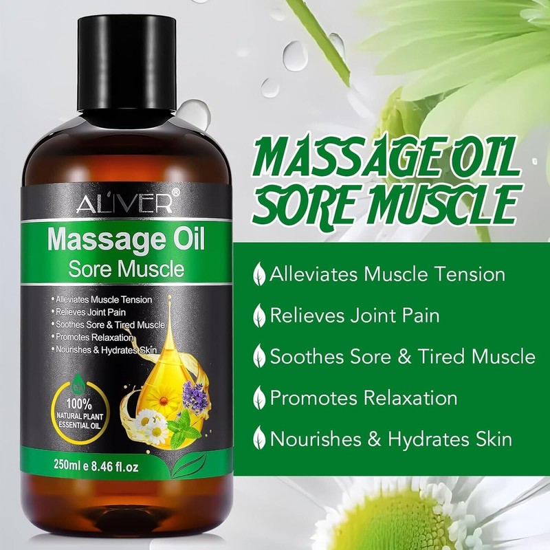 Aliver Sore Muscle Massage Oil Natural Therapy Oil with Arnica