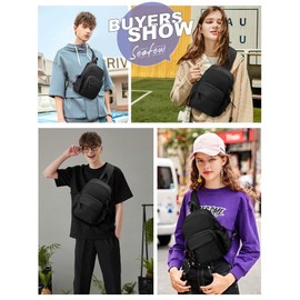 Crossbody Sling Backpacks Sling Bag for Men Women, Small Shoulder Backpack, Anti Theft One Strap Motorcycle Backpack, Mini Tactical Chest Bags Daypack for Casual Travel Hiking Gym Outdoor Sports Black