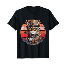 Steampunk Cat Retro Sunset Goggles, Hat and Watches Men Women Kids T-Shirt