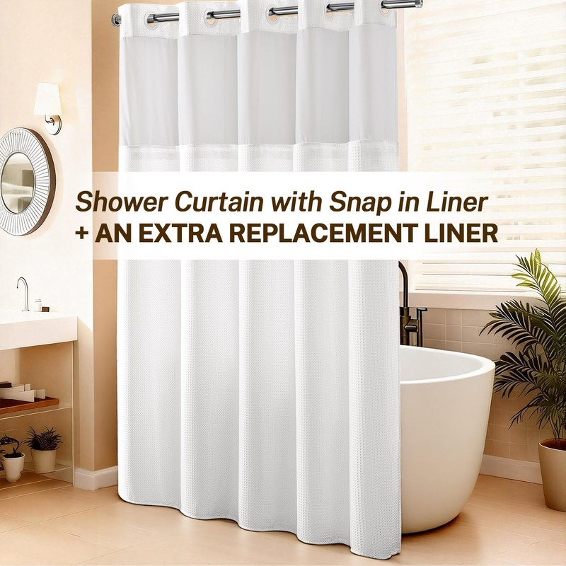 River Dream No Hooks Shower Curtain with 2 Snap in