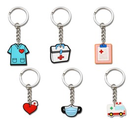 Nurses Doctors Week Gifts Bulk - Doctors Day Gifts for Physician Assistant Nurse Thank You Gift Keychain for Doctor Graduation Presents for Student Nurse Graduation Party Favors Nursing Keychain 6 Pcs
