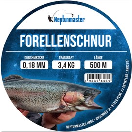 Neptunmaster Main line for trout fishing, 500 m, trout line, fishing line, trout, trout fishing, diameter/load capacity: 0.18 mm/3.4 kg