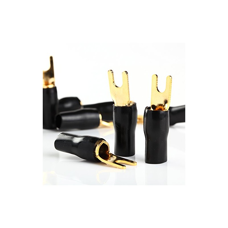 MAS 10pcs New 4 Gauge Black Gold Crimp Spade Terminal