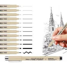Kit de Plumones Fineliner Superaimi de 12 Piezas para Lettering, Manga y Dibujo