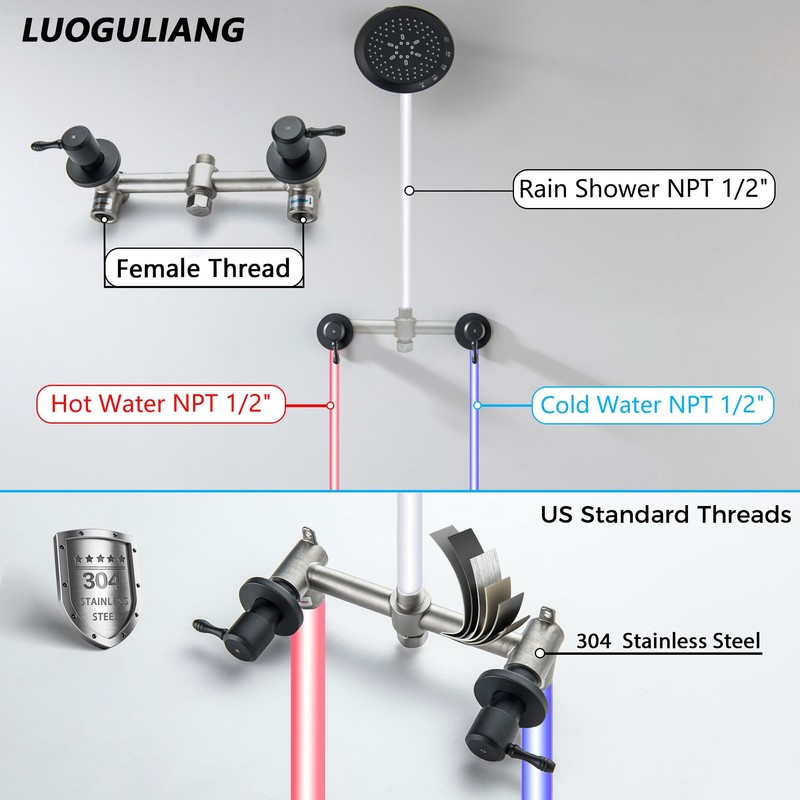 LUOGULIANG 2 Handles Shower Faucet Set (Type 4)