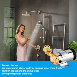 110V 100W Water Pressure Booster Pump for Home, Water Pressure Booster Pump with Automatic Water Flow Switch for Household Shower, Kitchen, Bathroom, Irrigation