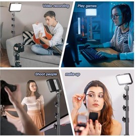 UBeesize Kit de luz de Video LED, 2 Piezas de iluminación de fotografía portátil Continua Regulable con Soporte de trípode Ajustable y 5 filtros de Color para Tomas de Mesa/ángulo bajo