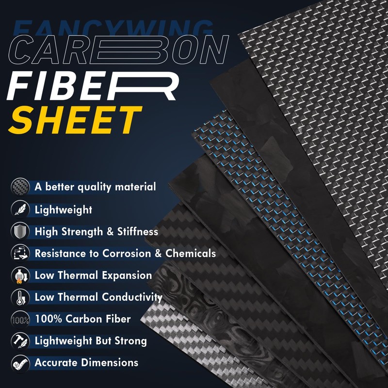 FANCYWING 240X240MM Forged Carbon Fiber Sheet, 4.0MM Thickness Carbon Fiber