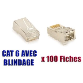 KALEA-INFORMATIQUE Box of 100 RJ45 Crimp Plugs Shielded for CAT5 CAT6 Categories