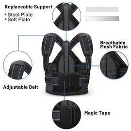 KeyStand Posture Corrector for Women and Men, Adjustable and Breathable Back Brace SIZE L