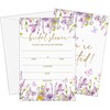 GOLRMC Spring Bridal Shower Invitations, Purple Wildflower Floral Bridal Shower
